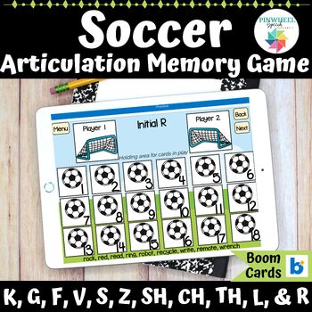Preview of Soccer Articulation Memory Matching Game Boom Cards™ Speech Therapy Activity