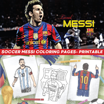 Preview of Soccer Messi Coloring Pages - Messi Posters Soccer Printable Coloring Pages
