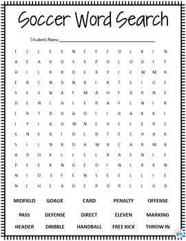 Soccer PE Unit- Introduction, Vocabulary, Quizzes, Word Search & Scramble