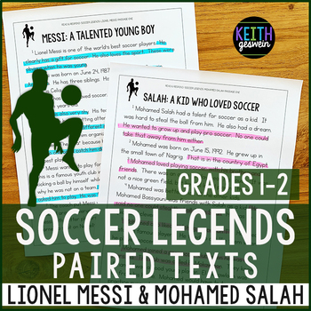 Preview of Soccer Paired Texts: Lionel Messi and Mohamed Salah (Grades 1-2)
