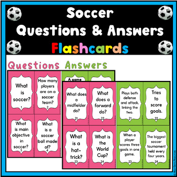 Soccer Questions and Answers Flashcards by Blue Gems Resources | TPT