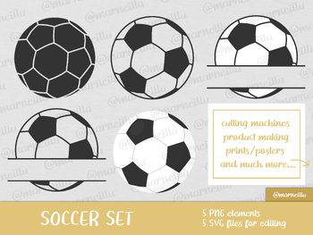 Preview of Soccer SVG Clipart Set - football, image, printable, sport, ball, balls, cricut