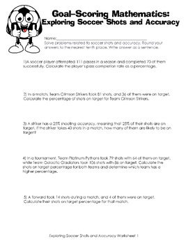 Preview of Soccer Shots and Accuracy: A Math Challenge - Percent Applications