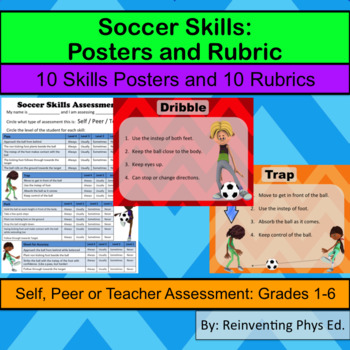 Preview of Soccer Skills Posters: 10 Soccer Skills, 10 Soccer Rubrics