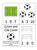 Soccer Sports themed Math Numbers Clip it Cards preschool 