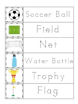soccer sports themed trace the word preschool educational worksheets