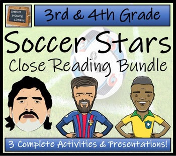 Preview of Soccer Stars Close Reading Comprehension Activity Bundle | 3rd Grade & 4th Grade