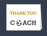 Soccer Thank You Card / Coach / Printable thank you cards/ pdf