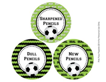 Soccer Theme Pencil Caddy Labels By Pink Posy Paperie Tpt