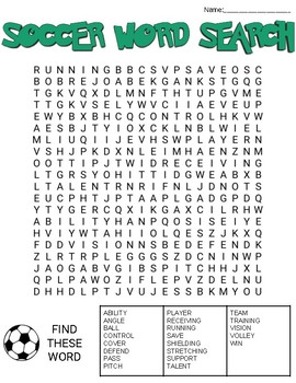 Soccer Word Search: 3 Difficulties by ROOMBOP | Teachers Pay Teachers