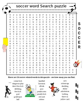 Soccer Word Search Puzzle by David Filipek | Teachers Pay Teachers