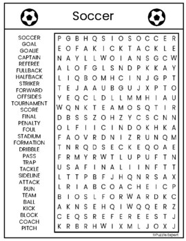 Soccer Word Search Puzzle and Social Activity by Puzzle Expert | TPT