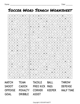 Soccer Word Search Worksheet - Football Sport Words - Mind Activity