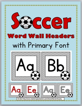 Preview of Soccer Sports Theme Classroom Decor Word Wall Headers Plus Spanish Letters