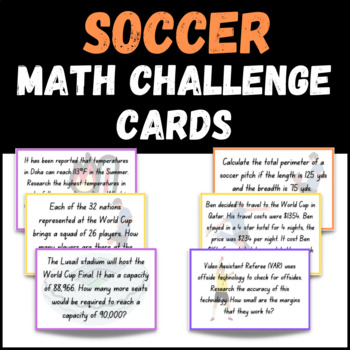 Preview of Soccer Math Challenge Cards | Word Problems | Early Finisher