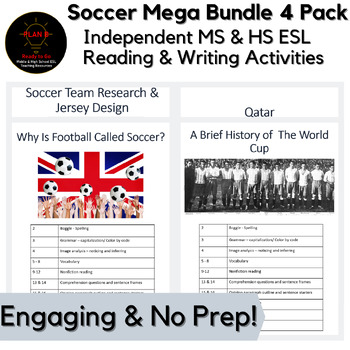 Preview of Soccer & World Cup Mega Bundle No Prep Middle & High School Sub Lessons for ESL