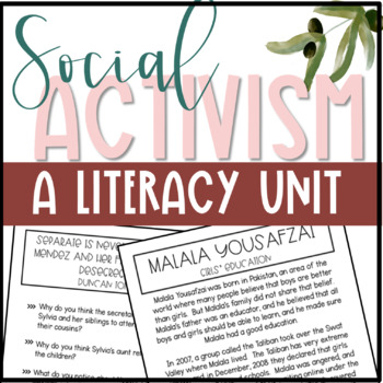 Preview of Social Activism and Justice: Upper Elementary, Middle School ELA Unit