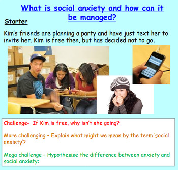 Preview of Social Anxiety - Mental Health - Presentation and Worksheets