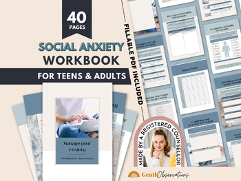 Preview of Social Anxiety Workbook for Teen & Adults - Therapy Worksheets