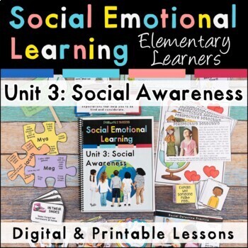 Preview of Social Awareness Lessons & Activities for Elementary Social Emotional Learning