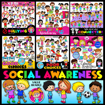 Preview of Social Awareness - Value Bundle. Clipart in full color and black/ white images.