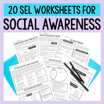 Preview of Social Awareness Worksheets: Social Skills, Empathy, & Expected Behavior