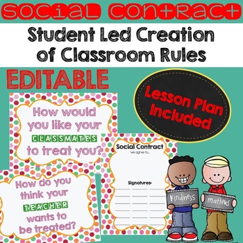 Preview of Social Contract LESSON PLAN -Student Led Creation of Classroom Rules- Polk-A-Dot