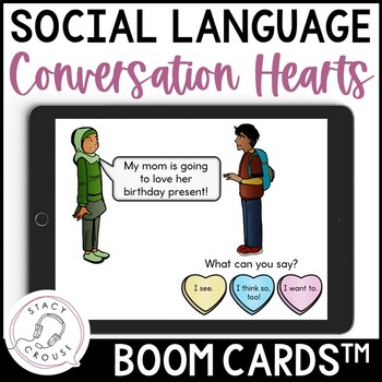 Preview of Valentine's Day Speech Therapy Activity Social Skills Pragmatic BOOM CARDS™