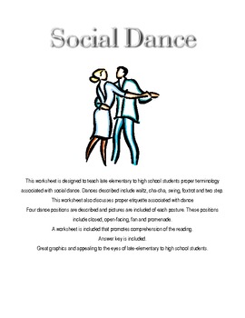 Preview of Social Dance Handout and Worksheet