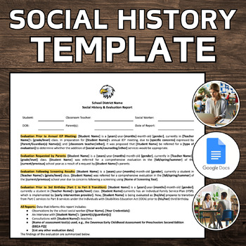 Preview of Social & Developmental History Report Template | For Social Work & School Psychs