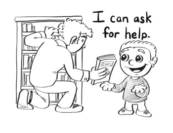 Preview of Social & Developmental Skills Coloring Page - I Can Ask For Help