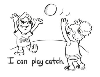 Preview of Social & Developmental Skills Coloring Page - I Can Play Catch