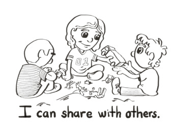 Preview of Social & Developmental Skills Coloring Page - I Can Share With Others