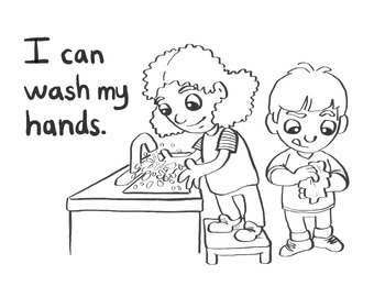 Preview of Social & Developmental Skills Coloring Page - I Can Wash My Hands