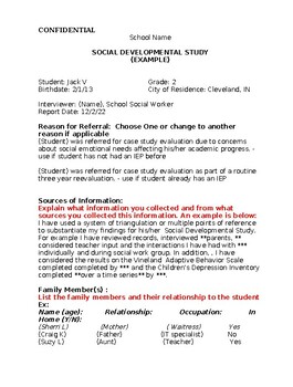 Preview of Social Developmental Study Example (template)