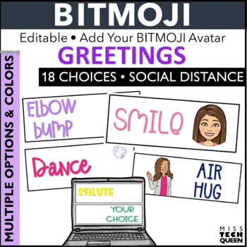 Preview of Morning Greeting Posters BITMOJI Classroom Decor Greeting Choices Signs Editable
