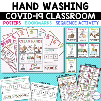 Preview of Hand Washing Routine Posters, Bookmarks & Sequencing Activity! Social Distancing