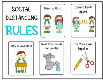 Social Distancing Classroom Rules Posters and Key chain for COVID