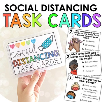 Preview of Social Distancing Task Cards Activity | Printable and Digital