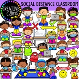 Social Distancing in Classroom {Distance Learning Clipart}