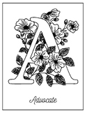 Social Emotional ABCs Floral Black and White Posters