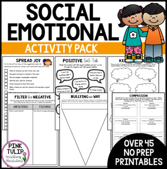 Preview of Social Emotional Activities - No Prep Printable Pack