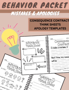 Preview of Social Emotional Behavior & Mistake Packet | Data Tracking | Contract