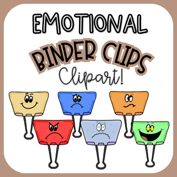 Preview of Social Emotional Binder Clips with Faces - School/Office Supplies Clip Art