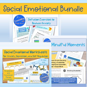 Preview of Social Emotional Bundle - Mindfulness, Coping Skills, Guided Imagery & ACT