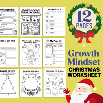 Preview of Social Emotional Christmas Learning Activities Counseling Kids Growth Mindset