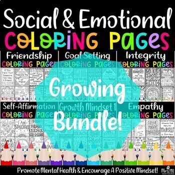 Preview of Social & Emotional Coloring Pages GROWING BUNDLE / Mental Health & Positivity