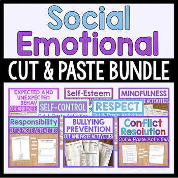 Preview of Social Emotional Cut And Paste Activities Bundle {Save 20%!}