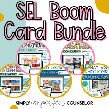 Preview of Social Emotional Digital Task Cards Bundle | Boom Cards | Counseling