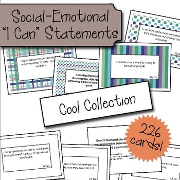 Preview of Social Emotional "I Can" Cards - Cool Colors